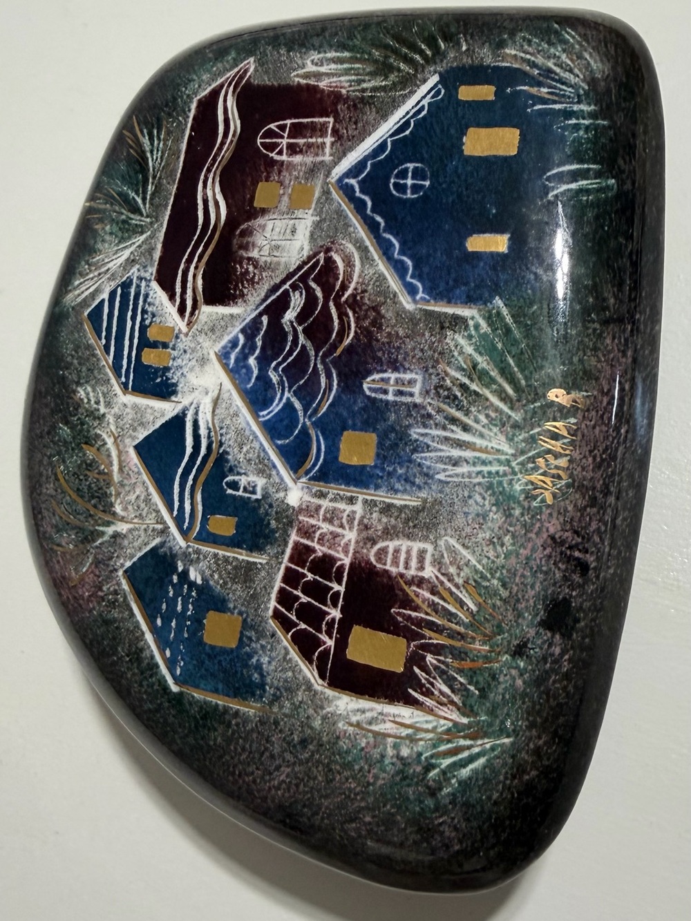 Vintage Mid-Century Modern Sascha Brastoff "Rooftops" Ceramic Freeform Dish